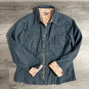 J.Jill Y2K Western Button Up Denim Jacket Size XS Festival